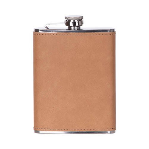 Fiaschetta in metallo da 240 ml con rivestimento in pelle Marrone per sublimazione