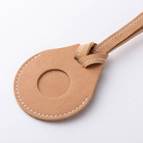 Etichetta in pelle con tracolla / custodia AirTag per sublimazione - Marrone