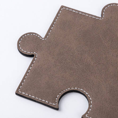 Sottobicchiere in pelle a forma di puzzle per sublimazione - grigio