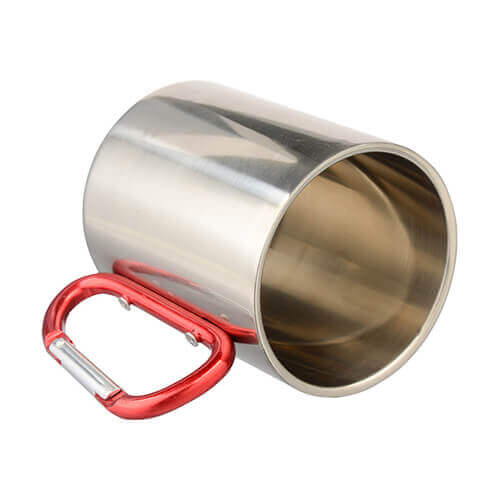 Tazza in metallo 300 ml con moschettone Sublimazione Termostampa - argento
