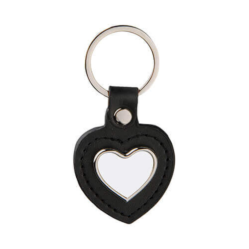 Portachiavi in pelle e metallo per la sublimazione – cuore - nero