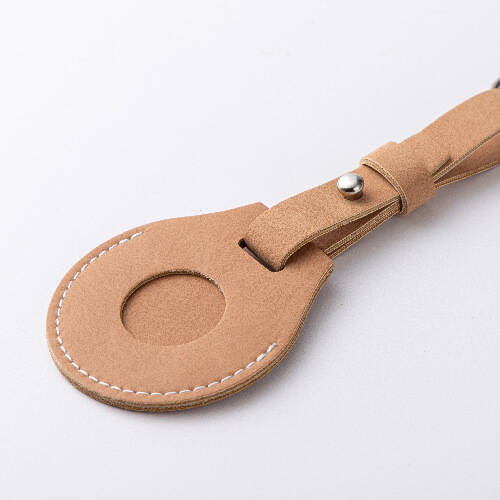 Portachiavi in pelle con cintura / custodia AirTag per sublimazione - Marrone