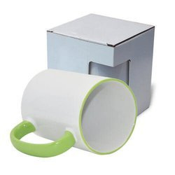 Tazza MAX 450 ml con il manico verde chiare con la scatola Sublimazione Termostampa
