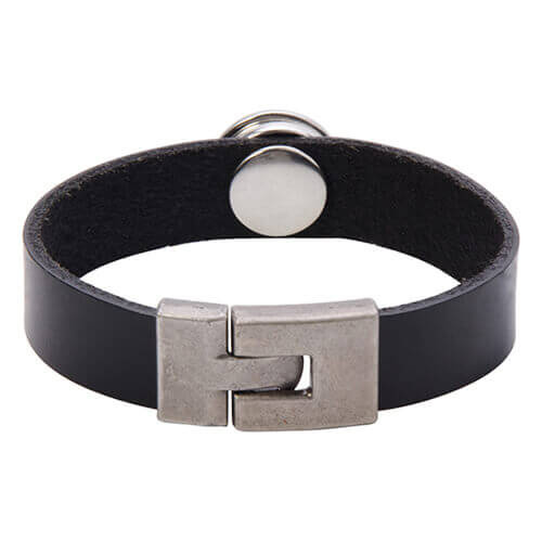 Bracciale in pelle con cerchio per stampa sublimatica col. nero