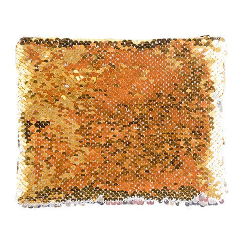 Borsetta per cosmetici 20,5 x 16 cm con paillettes dorate per la sublimazione