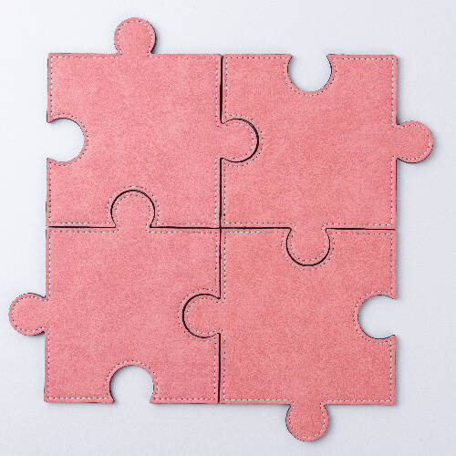 Sottobicchiere in pelle a forma di puzzle per sublimazione - rosa