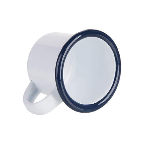 Tazza smaltato 100 ml con bordo blu Sublimazione Termostampa - bianco