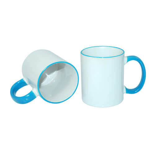 Tazza 330 ml con il manico celeste Sublimazione Termostampa