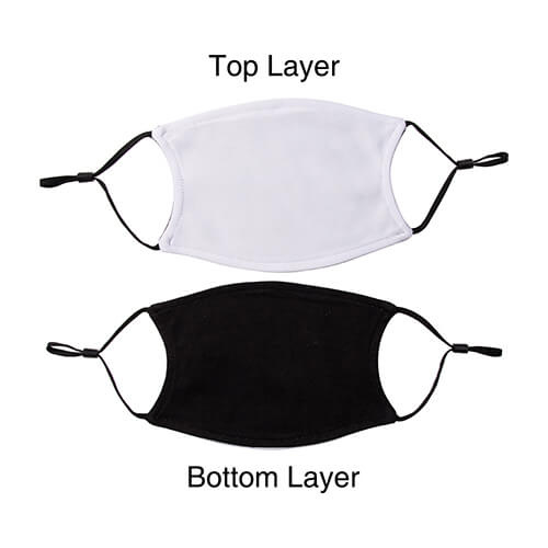 Maschera per il viso con parte inferiore nera per sublimazione