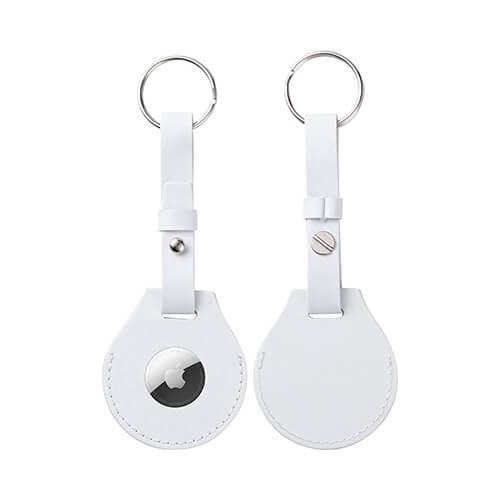 Portachiavi in pelle con cintura / custodia AirTag per sublimazione - bianco
