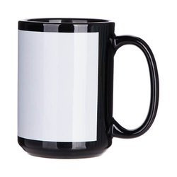 Tazza nera 450 ml con cornice bianca per sublimazione