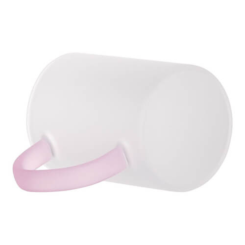 Vetro smerigliato da 360 ml con manico rosa per sublimazione