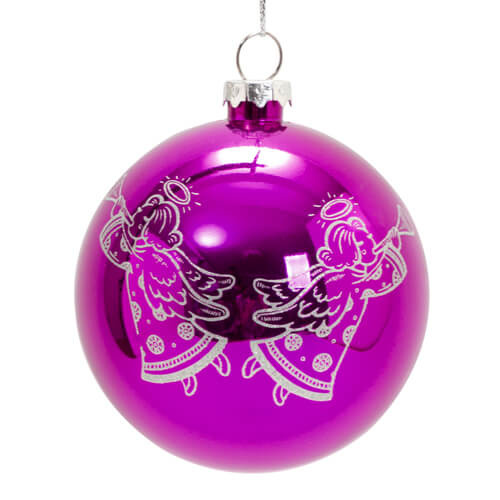 Guaina per albero di Natale Ø 8 cm per sublimazione - viola - angeli d'argento