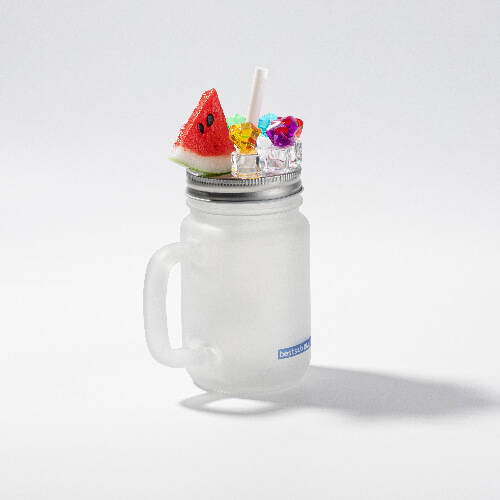Mason Jar in vetro smerigliato per sublimazione - ghiaccio artificiale e anguria