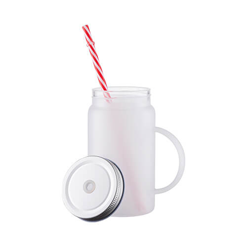 Mason Jar Tazza da 500 ml con cannuccia per sublimazione - vetro congelato