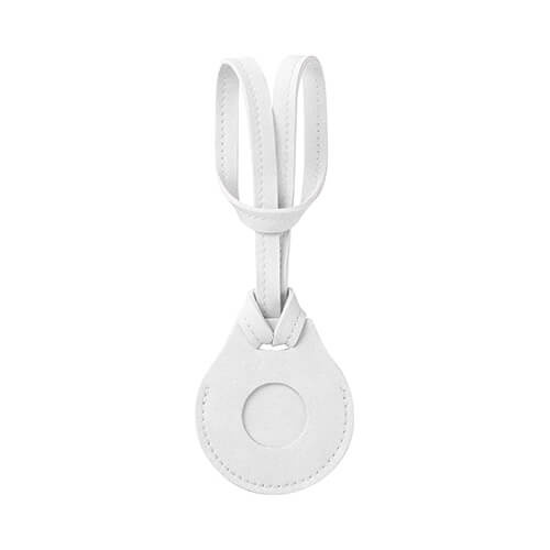 Etichetta in pelle con tracolla / custodia AirTag per sublimazione - bianco