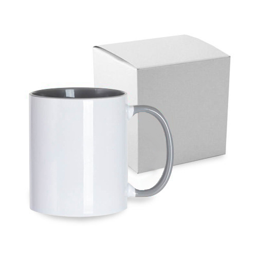 Tazza FUNNY grigia per sublimazione con scatola di cartone