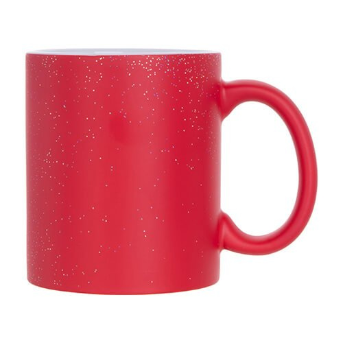 Tazza magica 330 ml rosso, opaca con glitter per sublimazione