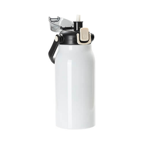 Bottiglia da viaggio in acciaio inox da 1300 ml con manico - bianco