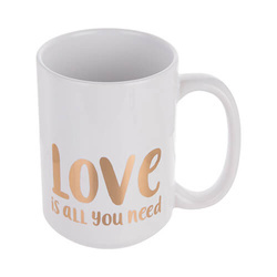 Tazza da 450 ml con scritta in sublimazione dorata - Love is all you need
