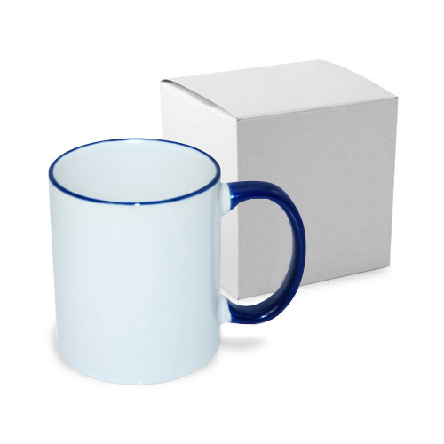 Tazza 330 ml con il manico blu scuro JS Coating con la scatola Sublimazione Termostampa