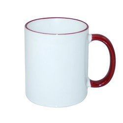 Tazza 330 ml con il manico rosso scuro JS Coating Sublimazione Termostampa