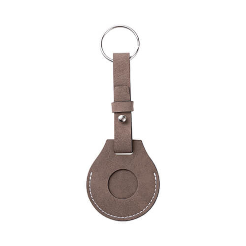 Portachiavi in ​​pelle con cintura / custodia AirTag per sublimazione - grigio