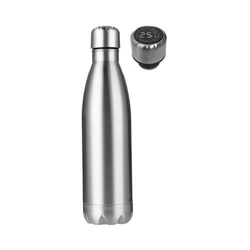 Flacone in acciaio inox da 500 ml con termometro a sublimazione - argento