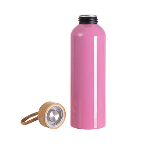 Borraccia in alluminio da 600 ml con coperchio in bambù per sublimazione - bianco