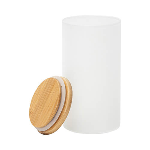 Contenitore in vetro da 750 ml con coperchio in bambù per sublimazione