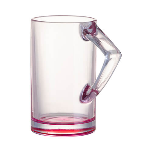 Mug in vetro da 400 ml con manico triangolare per sublimazione - fondo rosa