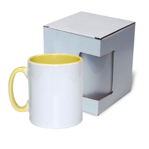Tazza 300 ml FUNNY giallo con la scatola Sublimazione Termostampa