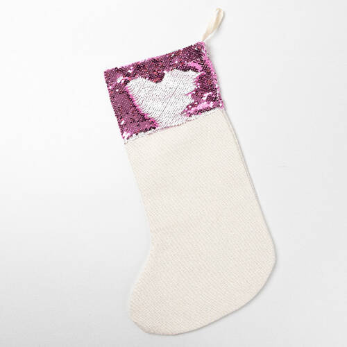 Calza di Natale con paillettes rosa per la sublimazione