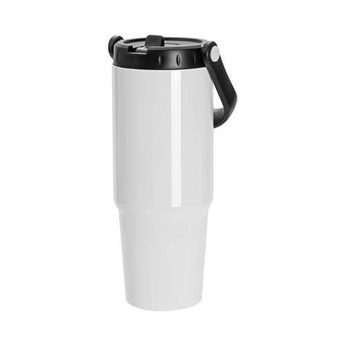 Tazza da viaggio in acciaio inox da 900 ml con coperchio e boccaglio per sublimazione - bianco