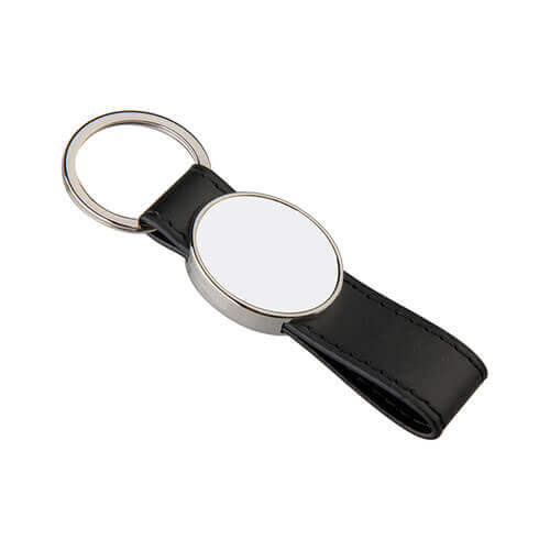 Portachiavi in pelle e metallo per la sublimazione – ovale - nero