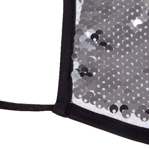 Maschera viso grande con rifiniture nere e paillettes per la sublimazione