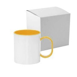 Tazza di plastica 330 ml FUNNY giallo con la scatola Sublimazione Termostampa