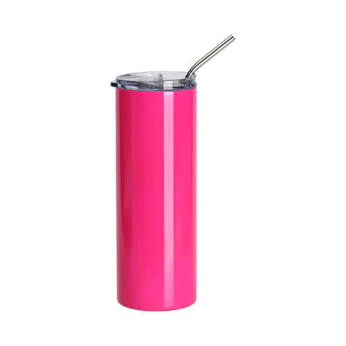 Tazza da 600 ml con cannuccia per sublimazione - rosa fluo