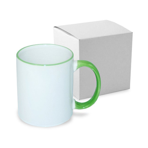 Tazza 330 ml con il manico verde chiaro JS Coating con la scatola Sublimazione Termostampa