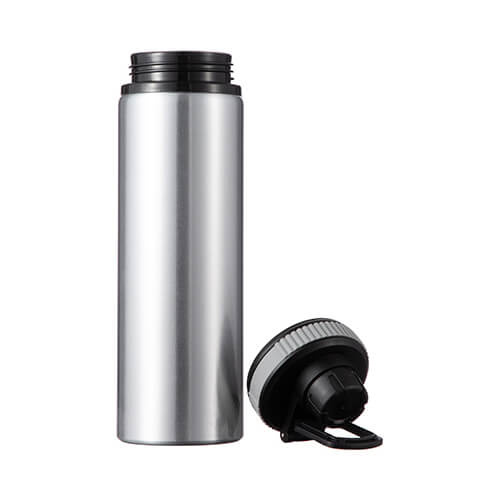 Borraccia in alluminio argento da 850 ml con tappo a vite con inserto grigio per sublimazione