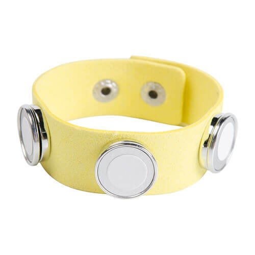 Bracciale giallo in pelle scamosciata con 3 cerchi per stampa sublimatica 