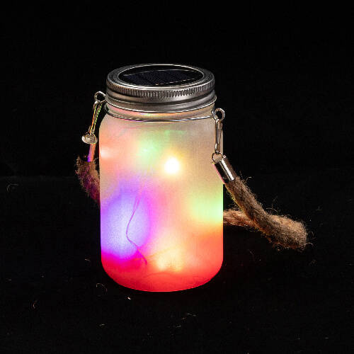 Lanterna da 450 ml con manico in corda - sfumatura rosso