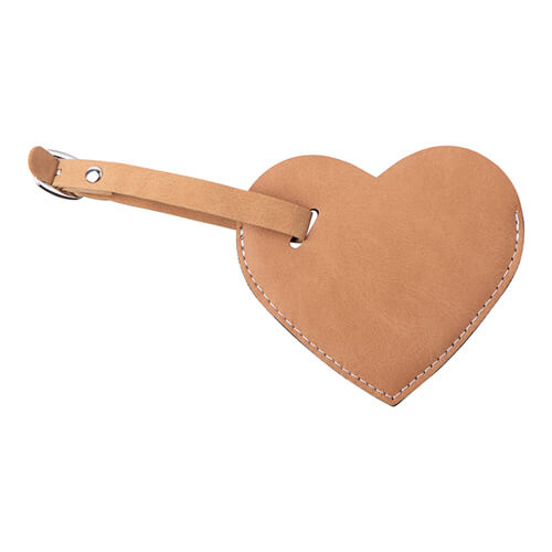 Etichetta bagaglio in pelle per sublimazione - cuore Marrone