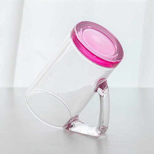 Mug in vetro da 400 ml con manico triangolare per sublimazione - fondo rosa