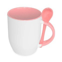 Tazza con cucchiaino rosa JS Coating Sublimazione Termostampa
