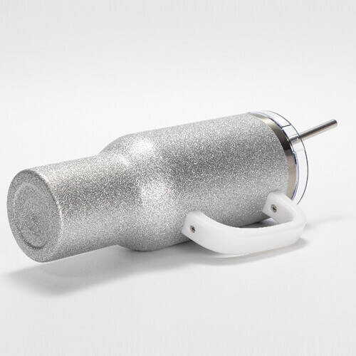 Tazza in acciaio inox broccato da 1200 ml con coperchio e cannuccia per sublimazione - argento