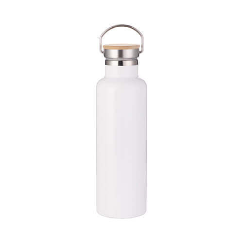 Thermos in acciaio inossidabile 750 ml con tappo avvitabile in bambù da sublimare - bianco