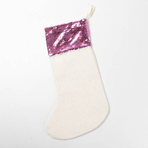 Calza di Natale con paillettes rosa per la sublimazione