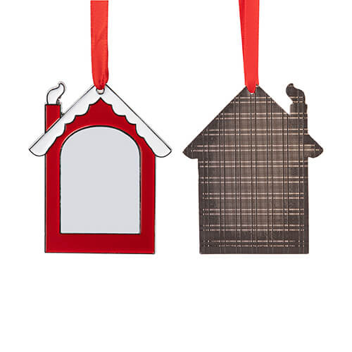 Ciondolo albero di Natale in metallo per sublimazione - chalet