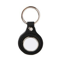 Portachiavi in pelle e metallo per la sublimazione – cerchio - nero